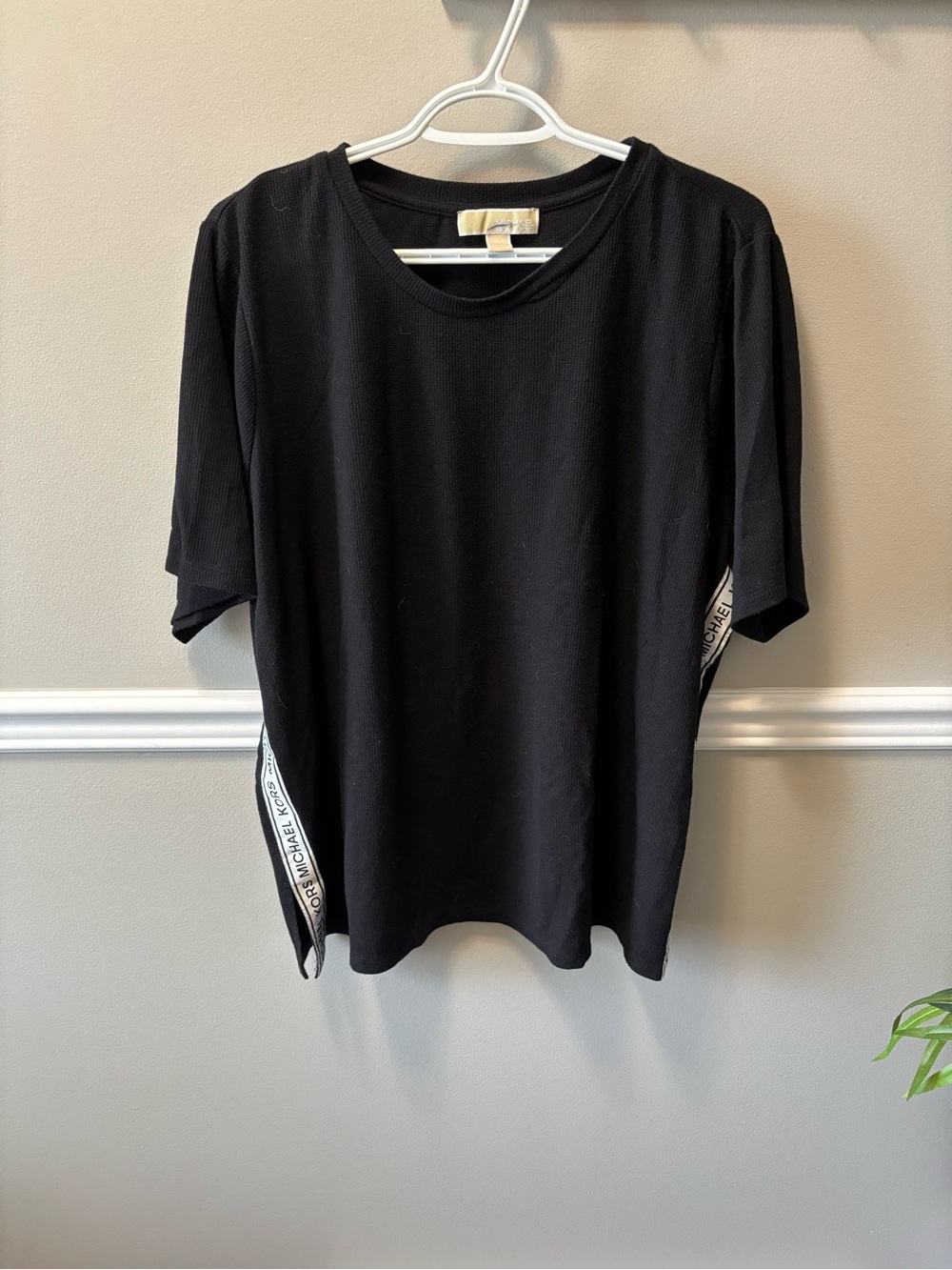 Michael Kors Black Tee with White Logo Side Tape